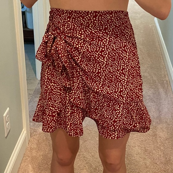 Skirts Maroon Polka Dot Wrap Skirt Poshmark